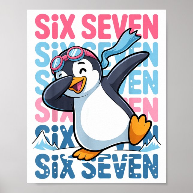 Funny Christmas Penguin Dabbing Xmas Dab Six Seven Poster (Framsidan)