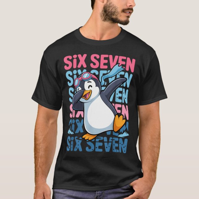 Funny Christmas Penguin Dabbing Xmas Dab Six Seven T Shirt (Framsida)