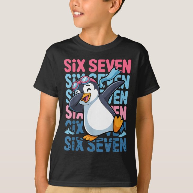Funny Christmas Penguin Dabbing Xmas Dab Six Seven T Shirt (Framsida)