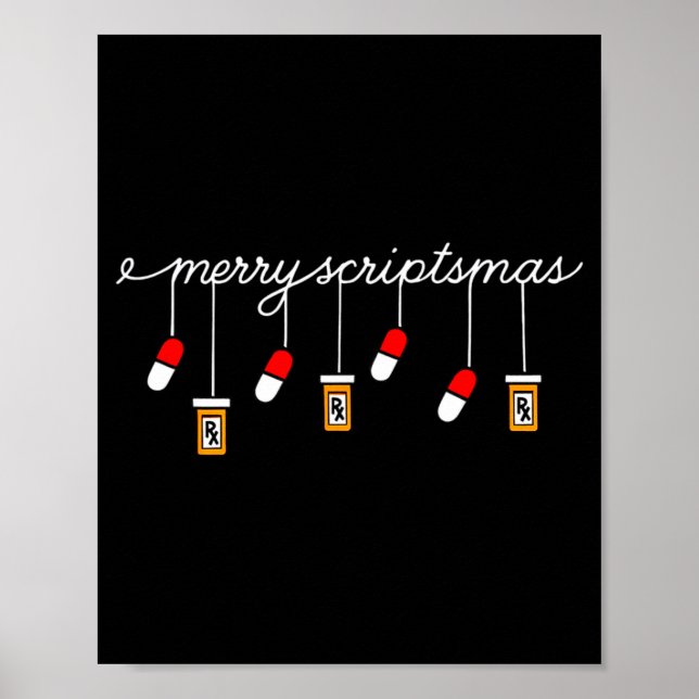 Funny Christmas Pharmacy Phrase Merry Scriptsmas C Poster (Framsidan)