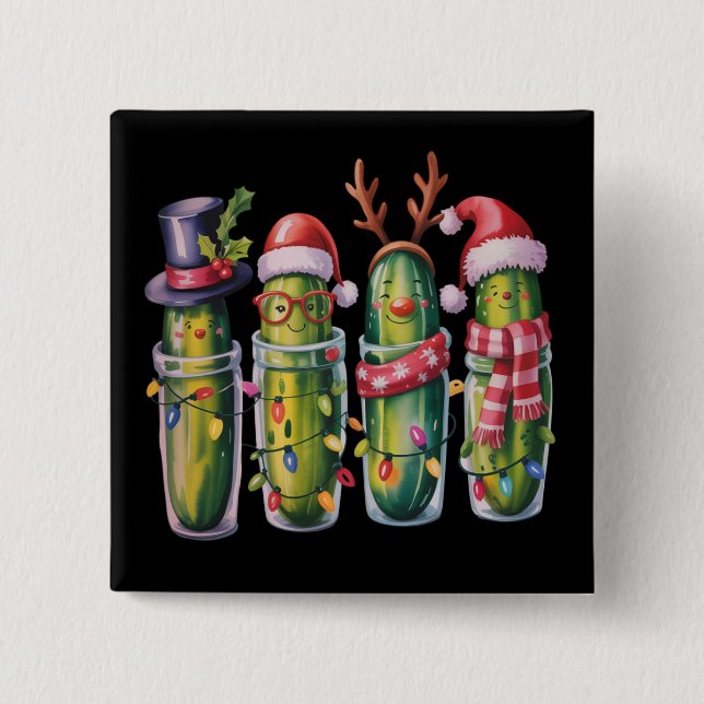 Funny Christmas Pickle Pickles Holiday Cucumber  Knapp (Framsida)