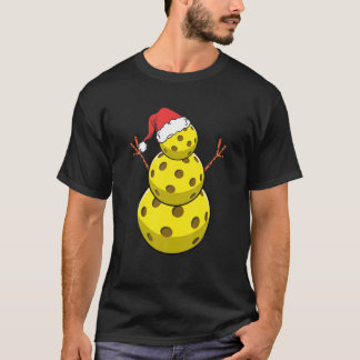 Funny Christmas Pickleball Snowman Pickleball Play T Shirt