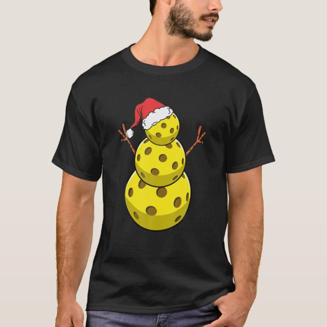 Funny Christmas Pickleball Snowman Pickleball Play T Shirt (Framsida)