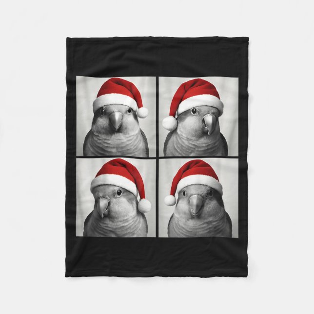 Funny Christmas Quaker Parrot Santa Photo Booth  Fleecefilt (Framsidan)
