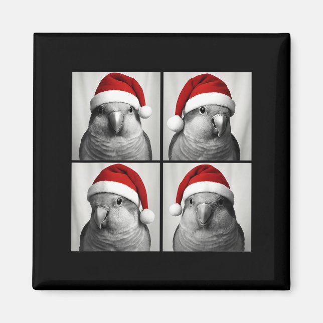 Funny Christmas Quaker Parrot Santa Photo Booth  Magnet (Framsidan)