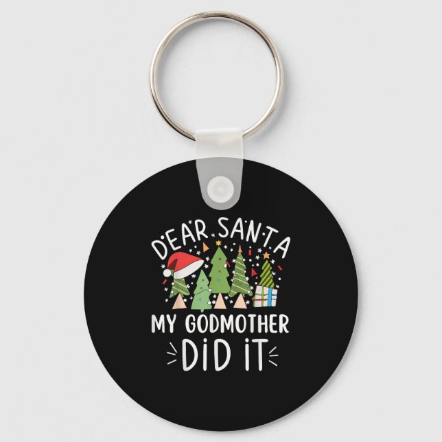 Funny Christmas Quote Sayings Dear Santa My Godmot Nyckelring (Framsida)