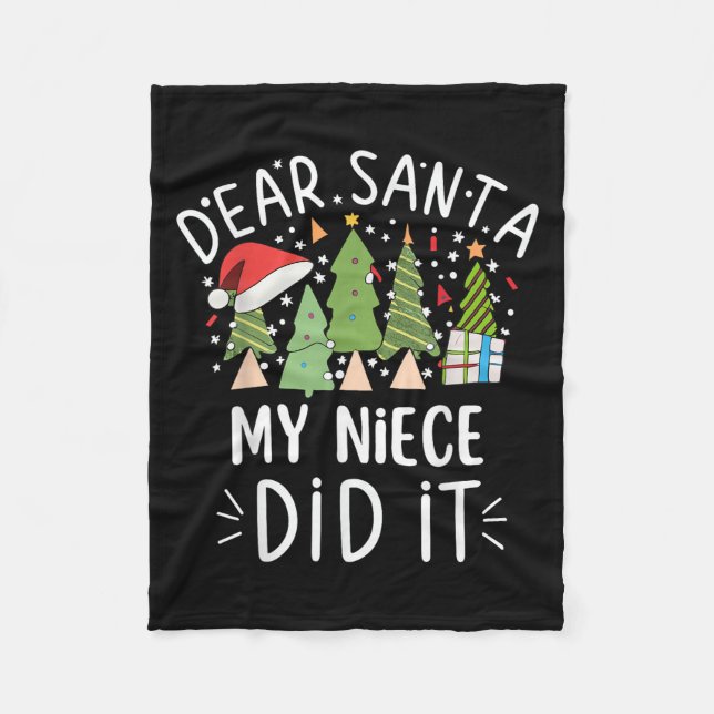 Funny Christmas Quote Sayings Dear Santa My Niece  Fleecefilt (Framsidan)