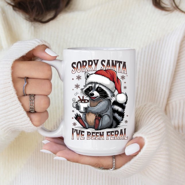 Funny Christmas Raccoon Coffee Mug Kaffemugg (Personalize this cute Funny Christmas Raccoon coffee mug. )