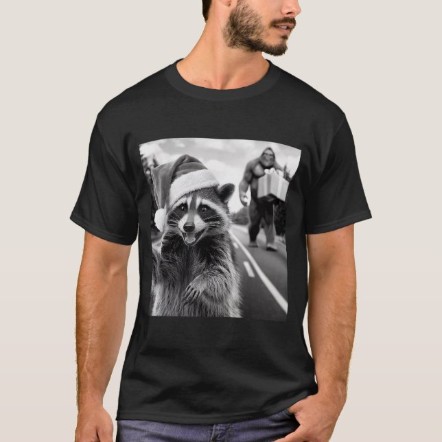 Funny Christmas Raccoon Shirt Raccoon Selfie With  T Shirt (Framsida)