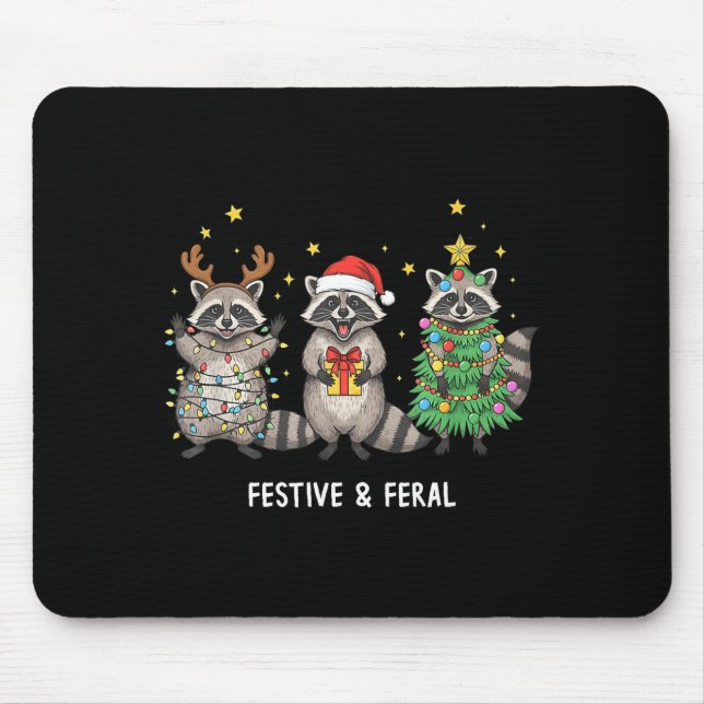 Funny Christmas Racoon - Feral But Festive  Musmatta (Framsidan)