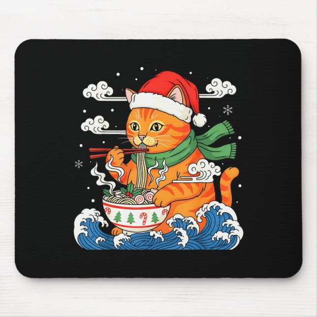 Funny Christmas Ramen Cat Eating Noodles Japanese  Musmatta (Framsidan)