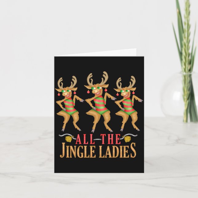 Funny Christmas Reindeer All The Jingle Ladies  Kort (Framsida)