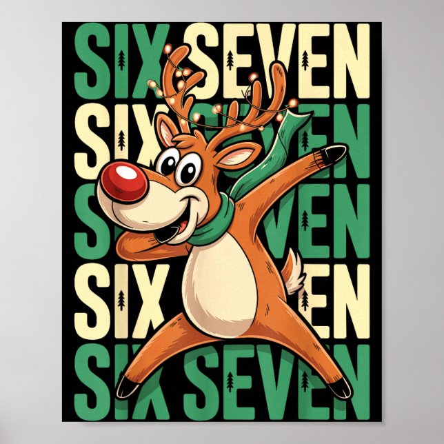 Funny Christmas Reindeer Dabbing Xmas Dab Six Seve Poster (Framsidan)
