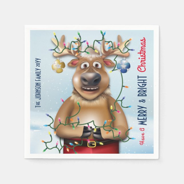 Funny Christmas Reindeer Holiday Cheer Pappersservett (Framsidan)