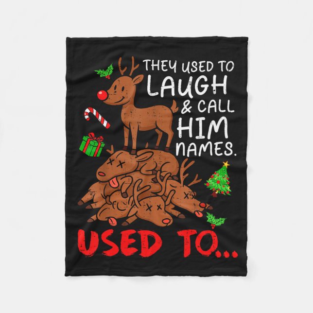 Funny Christmas Reindeer They Used To Laugh &amp;  Fleecefilt (Framsidan)