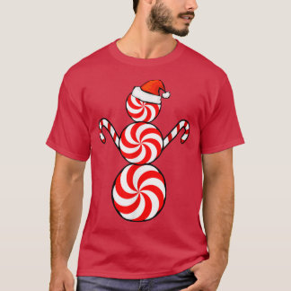 Funny Christmas s Peppermint Candy Snowman  T Shirt