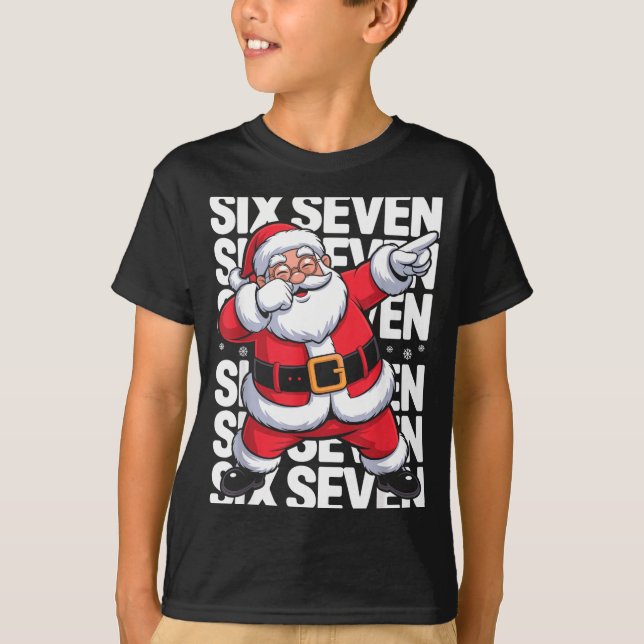 Funny Christmas Santa Dabbing Xmas Dab Six Seven 6 T Shirt (Framsida)