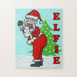 Funny Christmas Santa Elfie Pussel<br><div class="desc">Santa Claus and the elves get bored at the North Pole during the off season, and - unfortunately - with all the latest technology, some trends find their way to the top of the Earth. In this funny Christmas pun design, the jolly old elf demonstrates one of these disturbing trends:...</div>