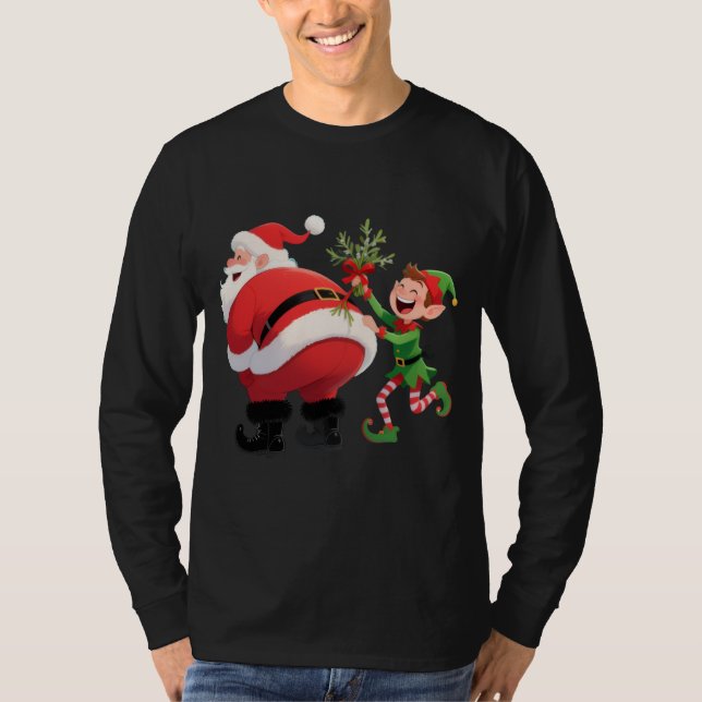 Funny Christmas Santa Long Sleeve T Shirt (Framsida)