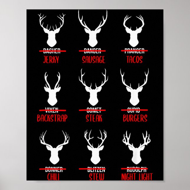 Funny Christmas Santa Reindeer List Pajamas For De Poster (Framsidan)