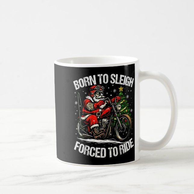 Funny Christmas Santa Riding Motorcycle Bike Biker Kaffemugg (Höger)