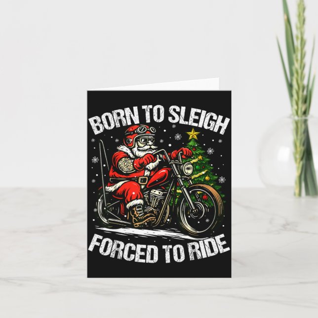 Funny Christmas Santa Riding Motorcycle Bike Biker Kort (Framsida)