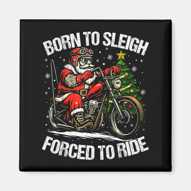Funny Christmas Santa Riding Motorcycle Bike Biker Magnet (Framsidan)