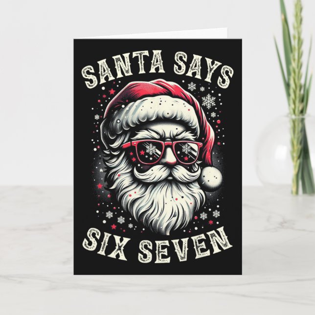 Funny Christmas Santa Six Seven 6-7 Meme Brain Rot Kort (Framsida)