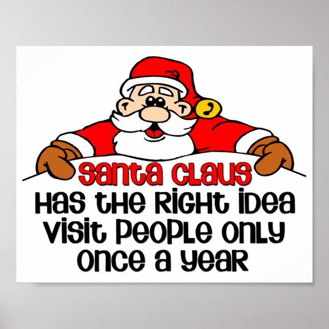 Funny Christmas Santa Visit Bah Humbug Poster (Framsidan)