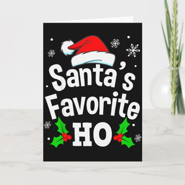 Funny Christmas Santa's Favorite Ho Naughty Pajama Kort (Framsida)