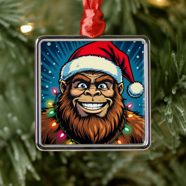 Funny Christmas Sasquatch  Bigfoots Julgransprydnad Metall (Träd)