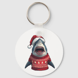 Funny Christmas Shark Ugly Sweater T-Shirt  Nyckelring