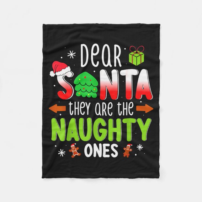 Funny Christmas Shirt Dear Santa They Are The Naug Fleecefilt (Framsidan)
