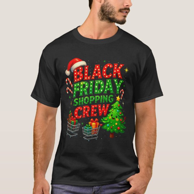 Funny Christmas Shopng Crew  T Shirt (Framsida)