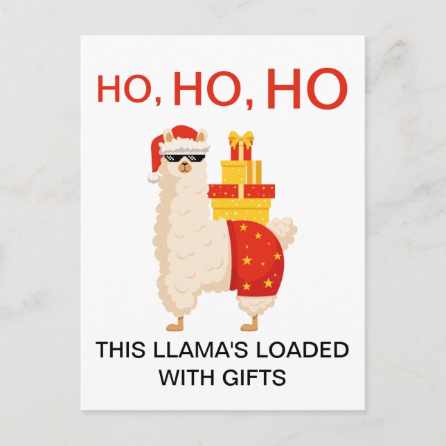 Funny Christmas Simple Disco Santa Llama Helg Vykort (Framsida)
