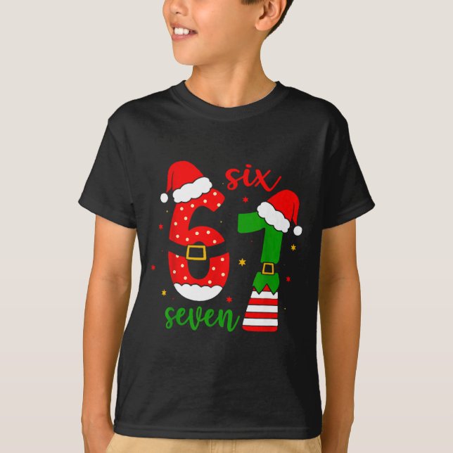 Funny Christmas Six Seven 6 7 Meme Gen Alpha Slang T Shirt (Framsida)