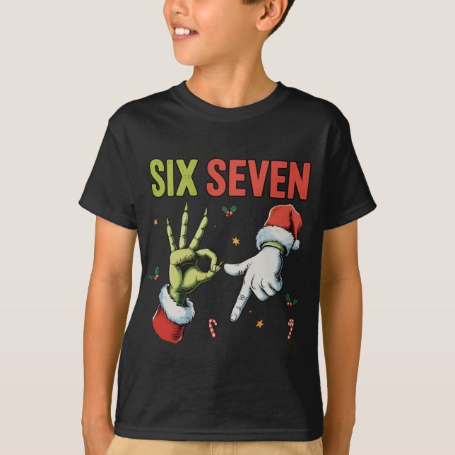 Funny Christmas Six Seven 6 7 Meme Xmas Kids T Shirt (Framsida)