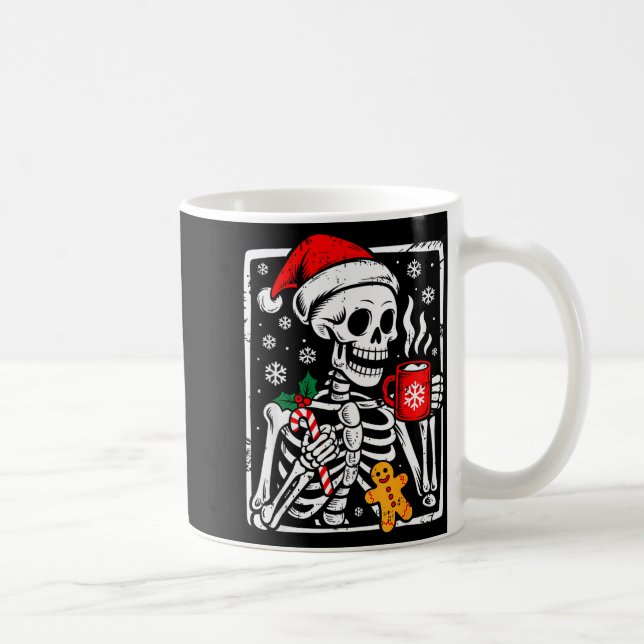 Funny Christmas Skeleton Hot Chocolate Xmas Men Wo Kaffemugg (Höger)