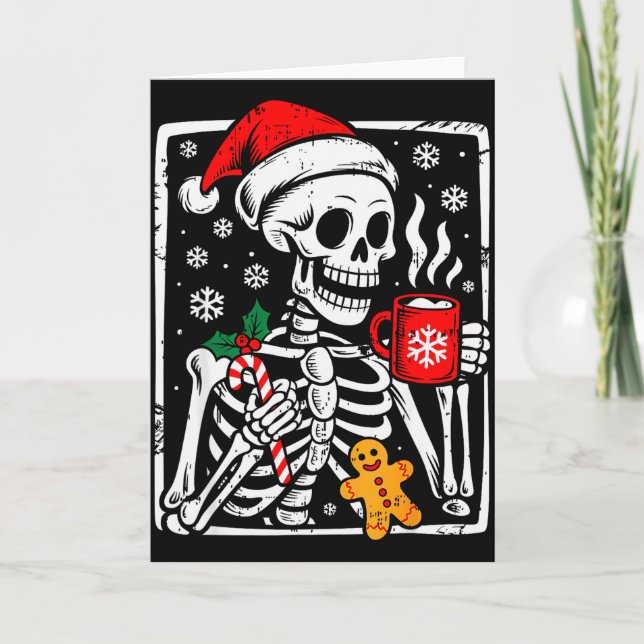 Funny Christmas Skeleton Hot Chocolate Xmas Men Wo Kort (Framsida)