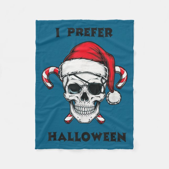 Funny Christmas Skeleton I Prefer Halloween  Fleecefilt (Framsidan)