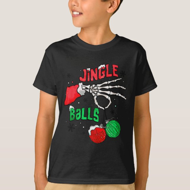 Funny Christmas Skeleton Jingle Funny Xmas Matchin T Shirt (Framsida)