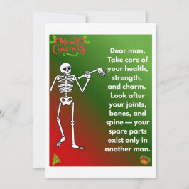 Funny Christmas Skeleton Wishes for man Julkort