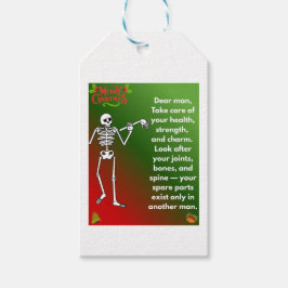Funny Christmas Skeleton Wishes for man Presentetikett