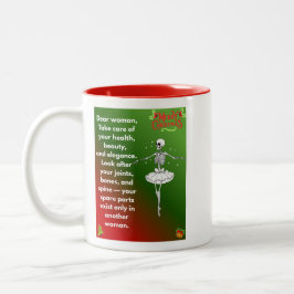 Funny Christmas Skeleton Wishes for woman Holiday  Två-Tonad Mugg