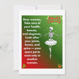 Funny Christmas Skeleton Wishes for woman Julkort