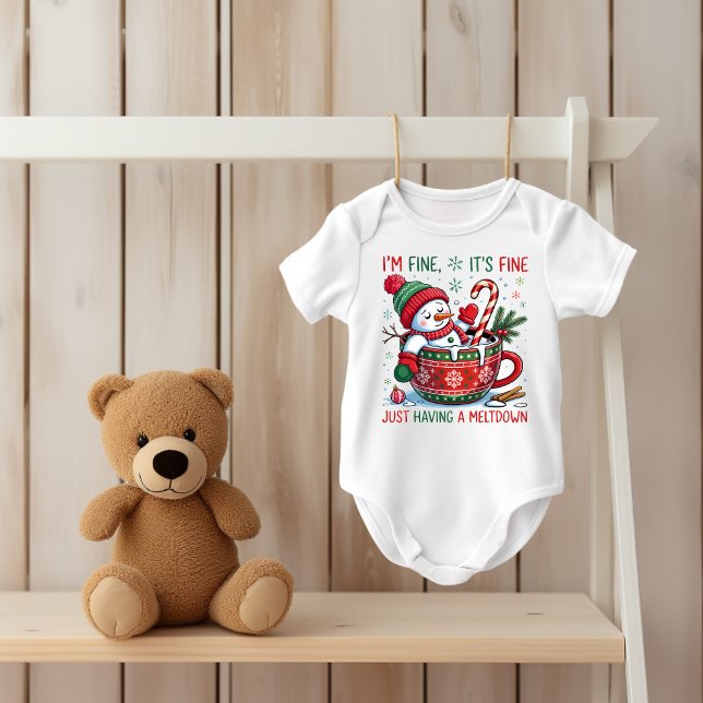 Funny Christmas Snowman Baby Bodysuit T Shirt (Customize this cute Funny Christmas Snowman baby bodysuit. )
