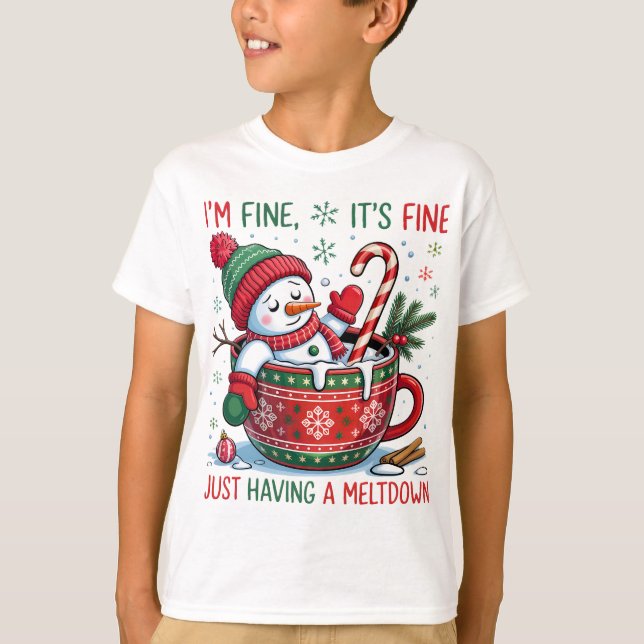 Funny Christmas Snowman Boys T-shirt (Framsida)