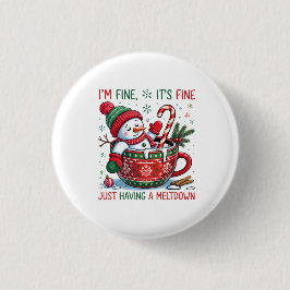 Funny Christmas Snowman Button Knapp