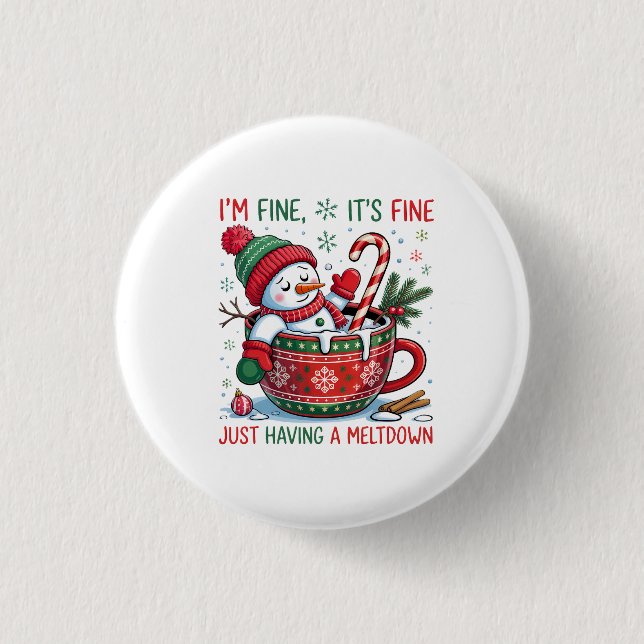 Funny Christmas Snowman Button Knapp (Framsida)
