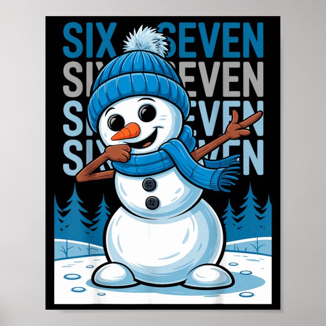 Funny Christmas Snowman Dabbing Xmas Dab Six Seven Poster (Framsidan)